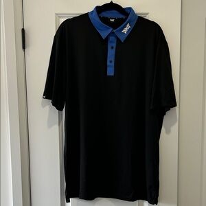 PXG Black Polo with Royal Blue Collar